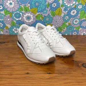Tory Burch Sport White Leather Ruffle Sneaker Size:9